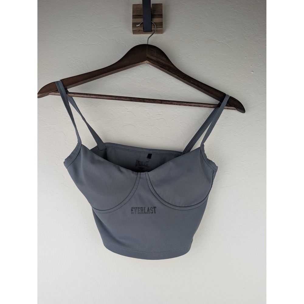 Everlast Womens Gray Cropped Corset Bustier Tank Top Built In Cups Small